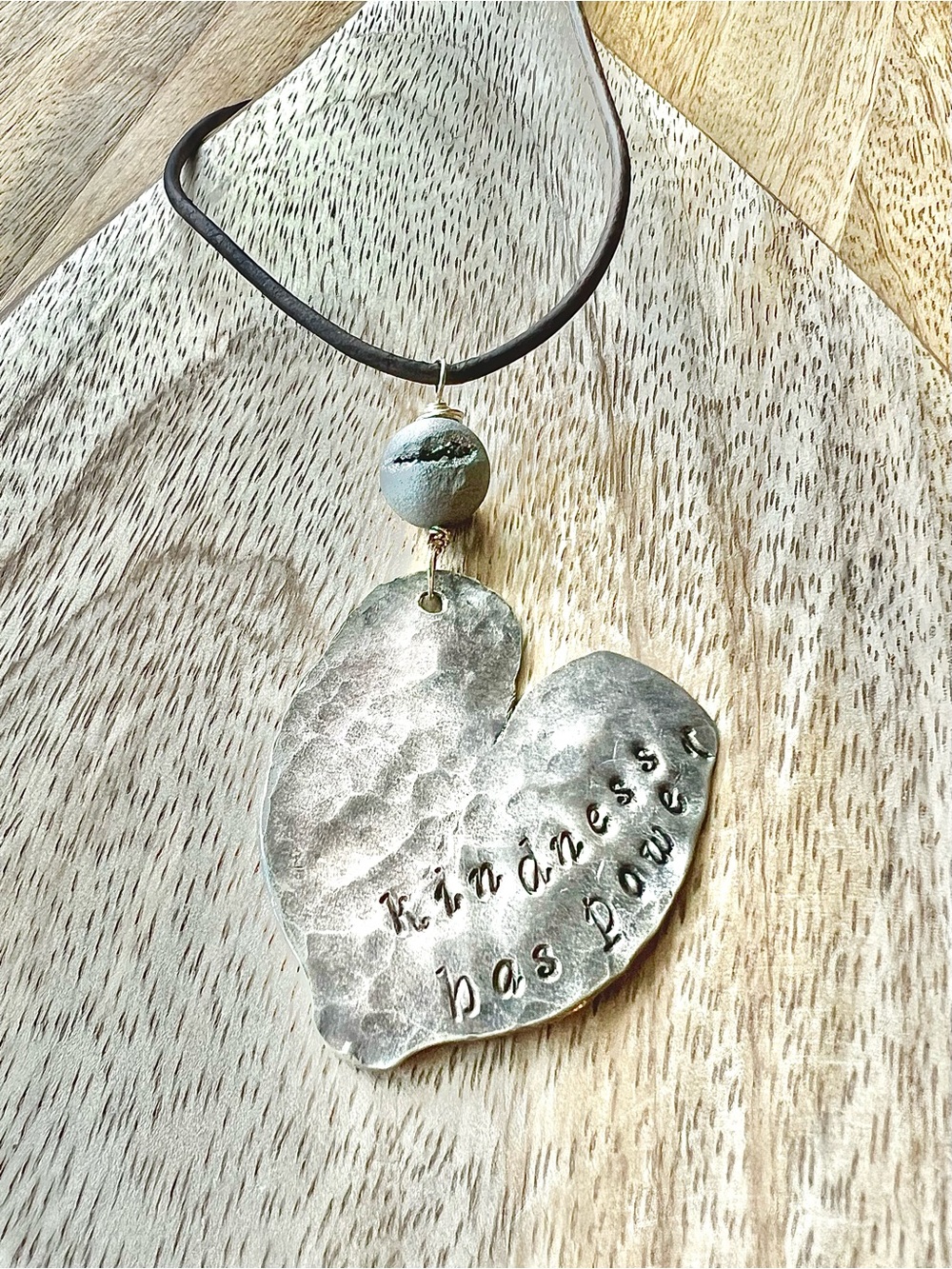 Kindness Has Power Handmade Vintage Silverware Spoon Heart Pendant Necklace NEW